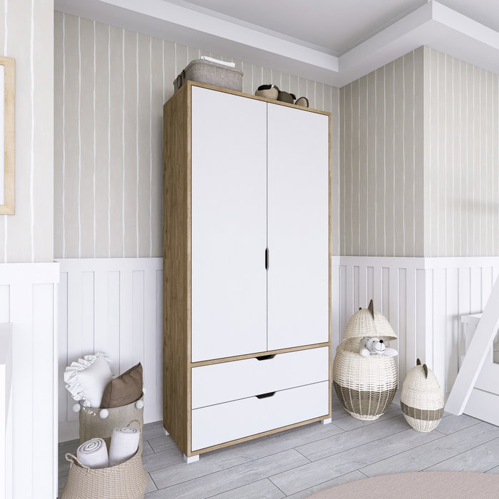 Hanah Home Armario 90 Cm 1600-015 Nogal Claro y Blanco Hanah Home Armario 90 Cm 1600-015 Nogal Claro y Blanco